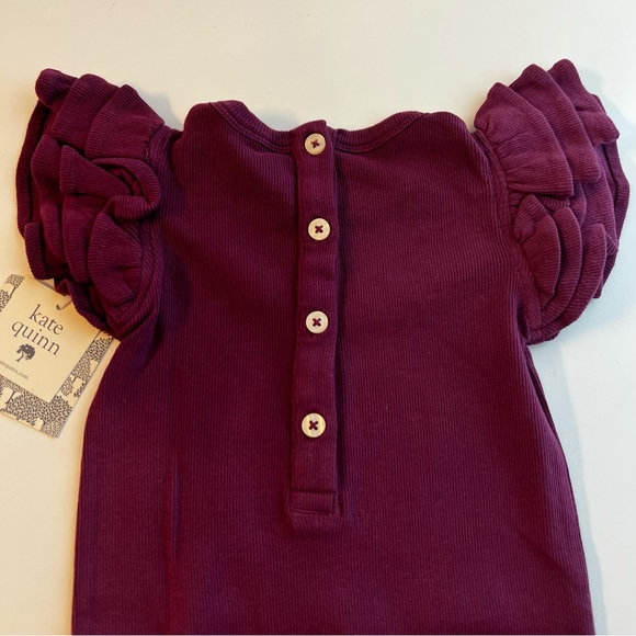 NWT Kate Quinn deep violet triple ruffle bodysuit size 18-24 months - Picture 7 of 11